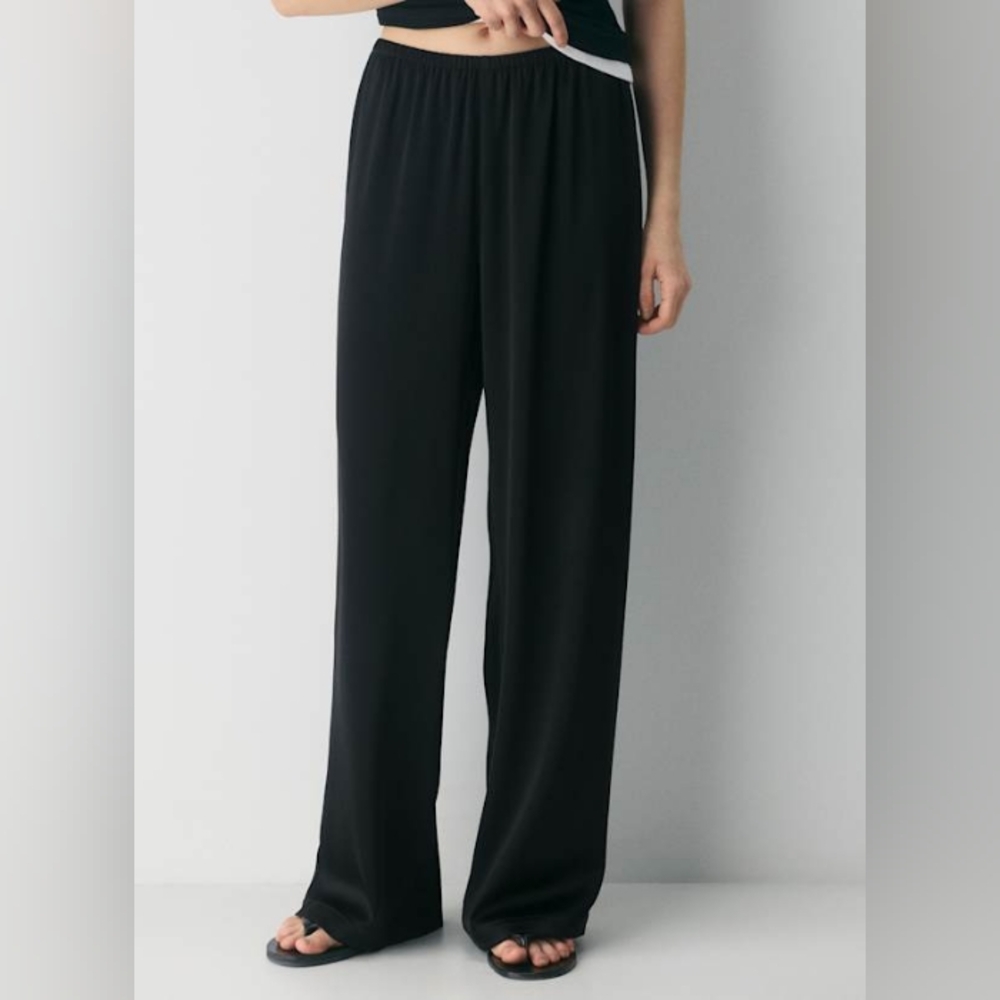 Winter Silks Black 100% Silk Pull On Pants L